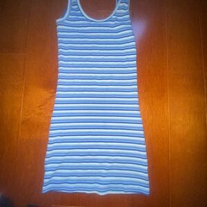 Striped Blue Sleeveless Dress